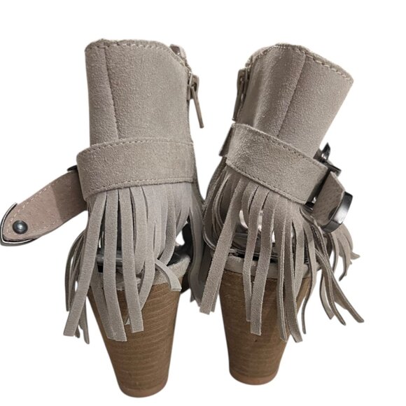 Naughty Monkey Leather Fringe Western Peep Toe Wedge Sandals Size‎ 10 - Picture 6 of 8